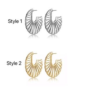 Silver & Gold Hollow Out Zinc Alloy Big Metal Hoop Earrings